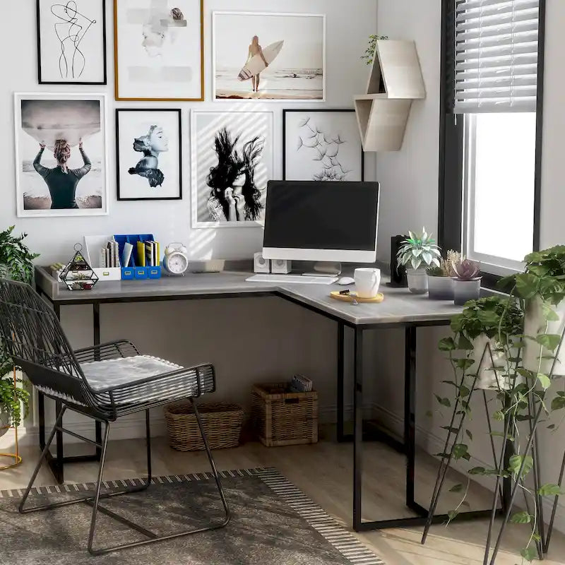 Magnus Industrial 59-inch Metal L-Shape Computer Desk with USB by Furniture of America
