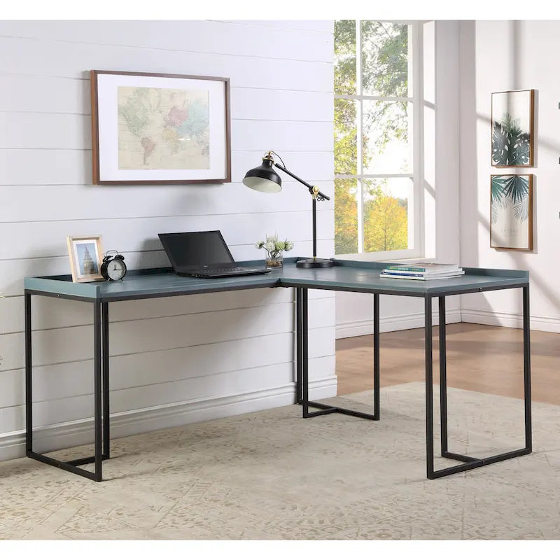 Magnus Industrial 59-inch Metal L-Shape Computer Desk with USB by Furniture of America