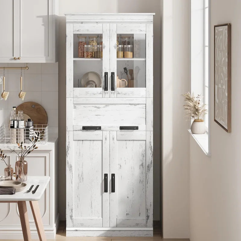 Bathroom Cabinet, Tall Kitchen Pantry Cabinet with Doors and Adjustable Shelf