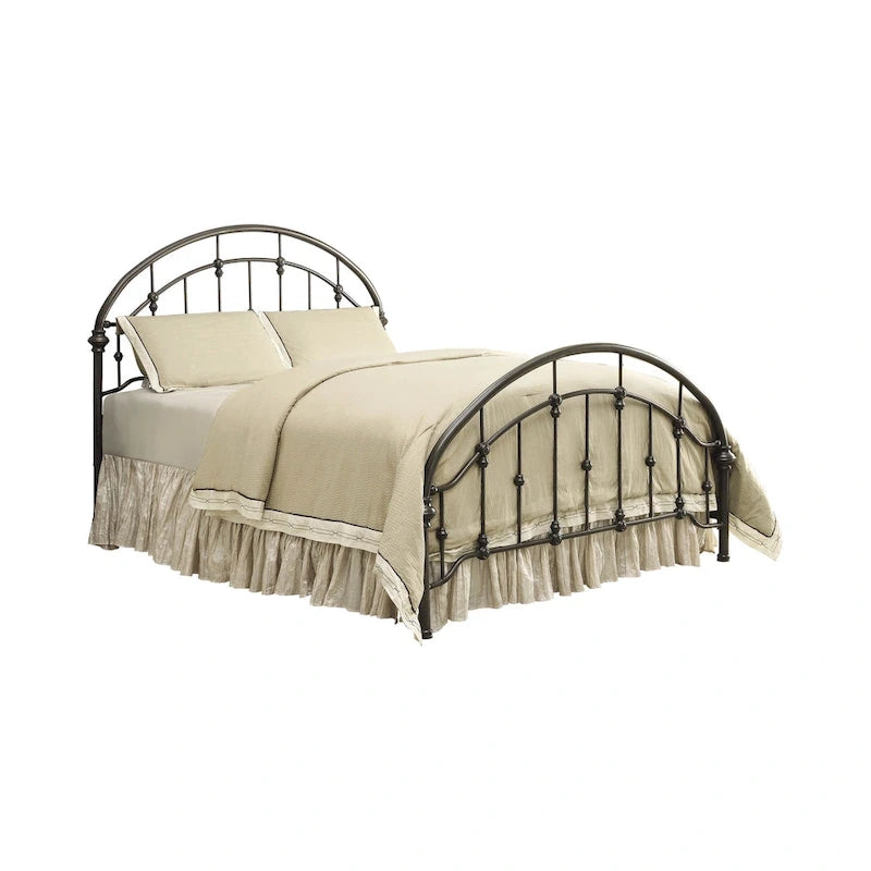 Metal Bed Dark Bronze Steel Tubing Curved Headboard Footboard Victorian Farmhouse Twin-King