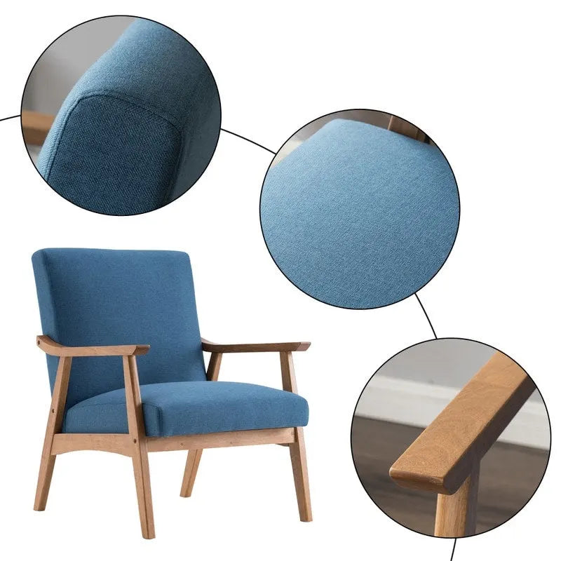 Home Comfort Mid Century Modern Wood Frame Accent Chair