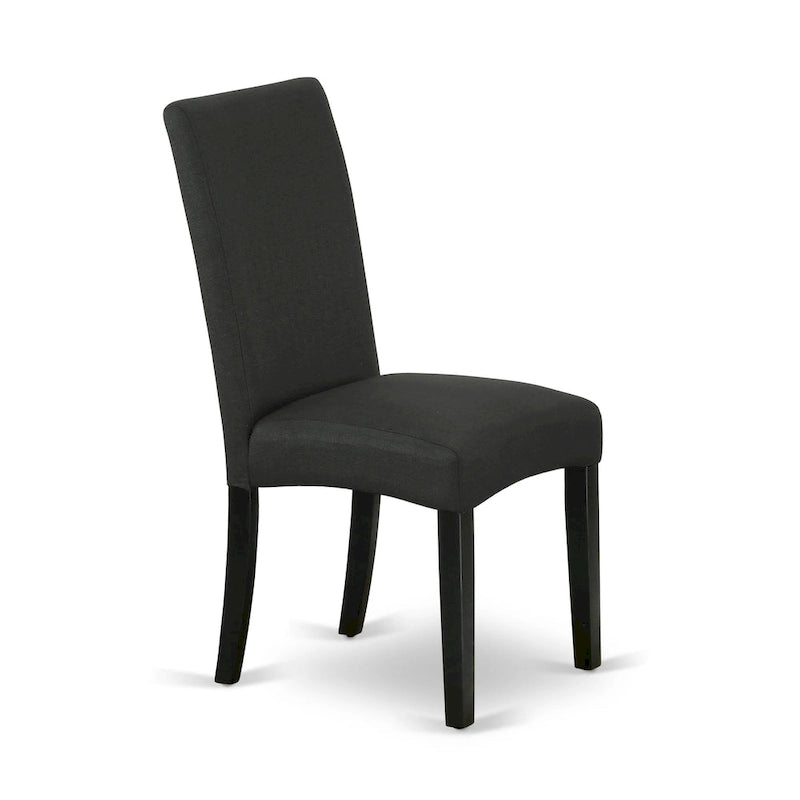 East West Furniture Kitchen Table Set- a Round Table and Black Color Linen Fabric Chairs, Black (Pieces Option)