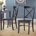 Dining Set 5-Piece 45.25" Round Table 4 Cross-Back Chairs Rubberwood Pedestal Farmhouse