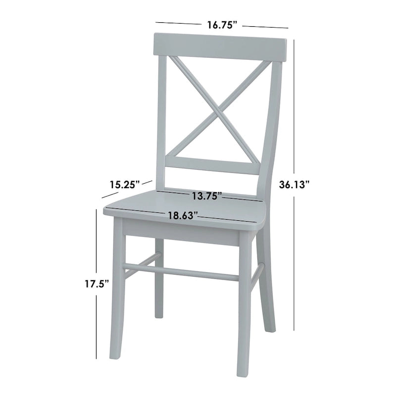 Dining Set 5-Piece 45.25" Round Table 4 Cross-Back Chairs Rubberwood Pedestal Farmhouse