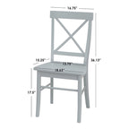 Dining Set 5-Piece 45.25" Round Table 4 Cross-Back Chairs Rubberwood Pedestal Farmhouse