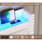 LED Bed Frame with 51.2 Tall Headboard Charging Station