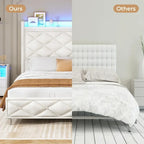 LED Bed Frame with 51.2 Tall Headboard Charging Station