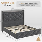 LED Bed Frame with 51.2 Tall Headboard Charging Station