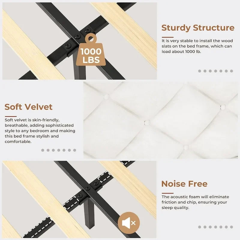 LED Bed Frame with 51.2 Tall Headboard Charging Station