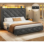 LED Bed Frame with 51.2 Tall Headboard Charging Station