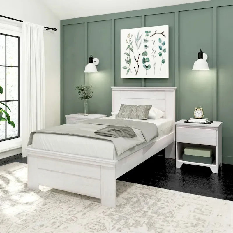 Twin Bed Solid Pine Wood Panel Headboard Farmhouse Rustic Plywood Slats 400 LBS