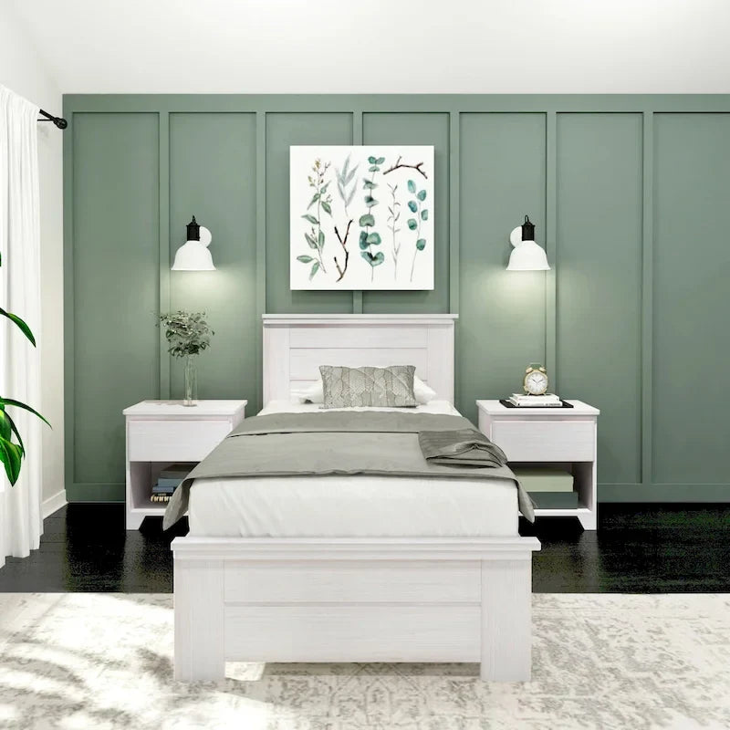 Twin Bed Solid Pine Wood Panel Headboard Farmhouse Rustic Plywood Slats 400 LBS