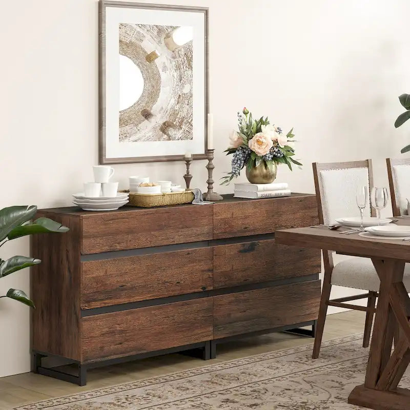 2 in 1 Modern Sideboard with 6 Drawers