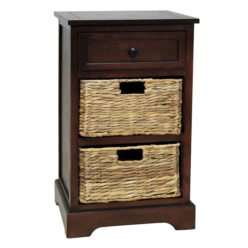 Dana Point 3-drawer Storage Wood Side Table Nightstand