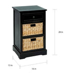 Dana Point 3-drawer Storage Wood Side Table Nightstand
