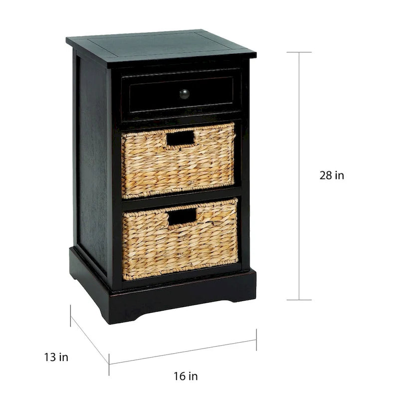 Dana Point 3-drawer Storage Wood Side Table Nightstand