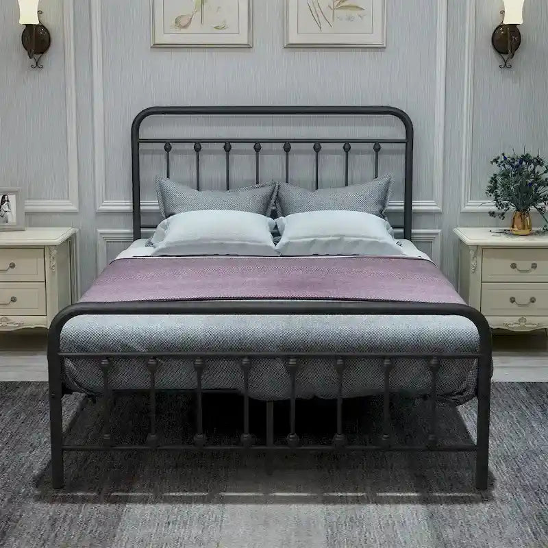 Full Metal Platform Bed Frame with Headboard