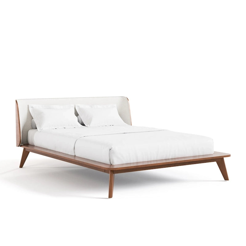 Furniture of America Beau Midcentury Boucle Wingback Low Profile Platform Bed