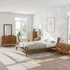 Furniture of America Beau Midcentury Boucle Wingback Low Profile Platform Bed