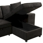 104 Modern L-Shape 3 Seat Reversible Sectional Couch, Pull Out Sleeper Sofa with Storage Chaise and 2 Stools