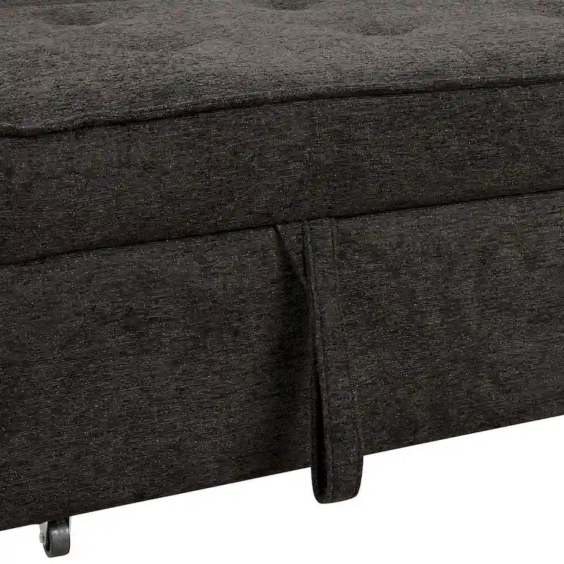 104 Modern L-Shape 3 Seat Reversible Sectional Couch, Pull Out Sleeper Sofa with Storage Chaise and 2 Stools