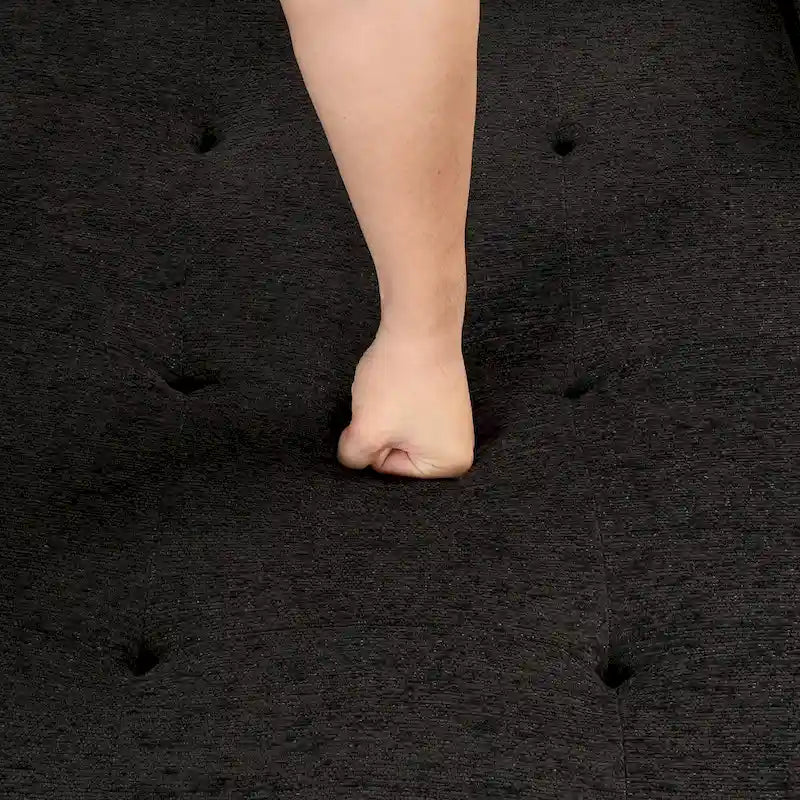 104 Modern L-Shape 3 Seat Reversible Sectional Couch, Pull Out Sleeper Sofa with Storage Chaise and 2 Stools