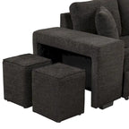 104 Modern L-Shape 3 Seat Reversible Sectional Couch, Pull Out Sleeper Sofa with Storage Chaise and 2 Stools