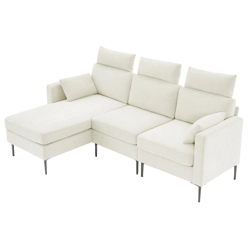 89 Chenille Sectional Sofa Couch With Extra Wide Chaise For Livingroom
