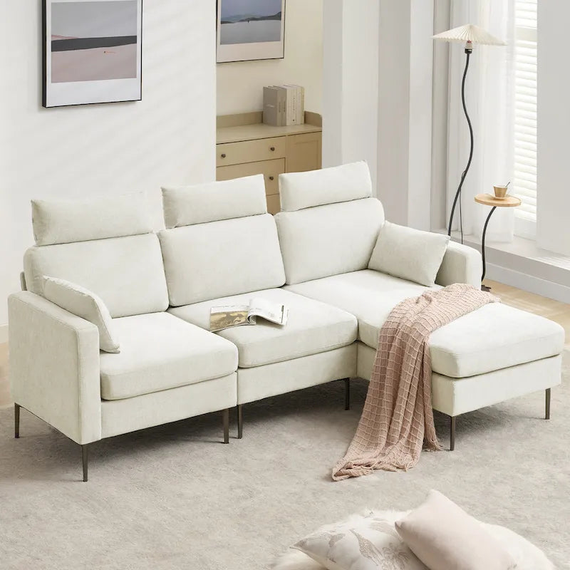 89 Chenille Sectional Sofa Couch With Extra Wide Chaise For Livingroom