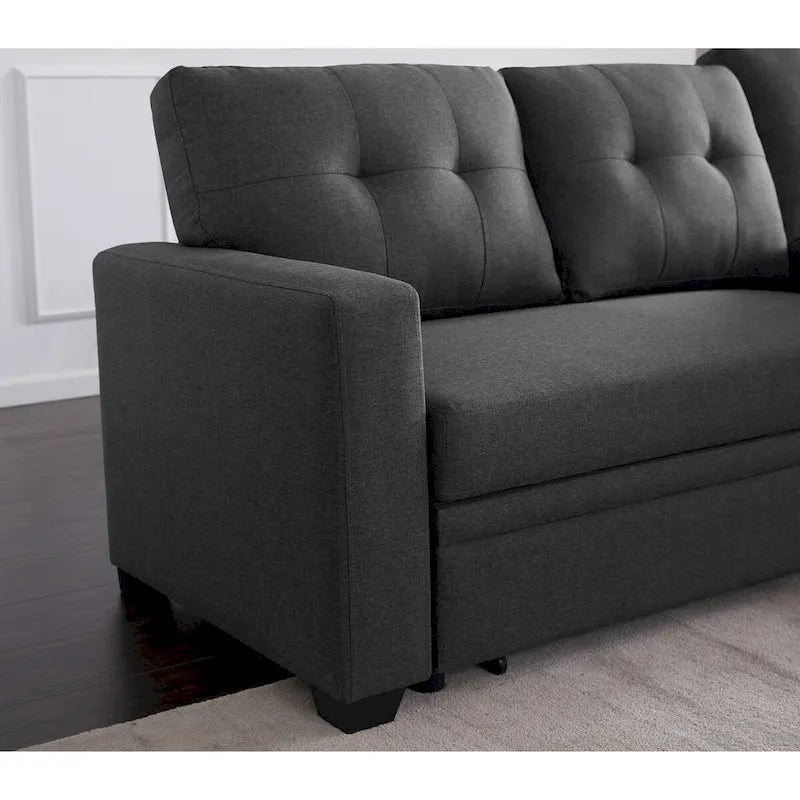 Upholstered Pull Out Sectional Sofa with Chaise - 82W x 53D x 34.5H