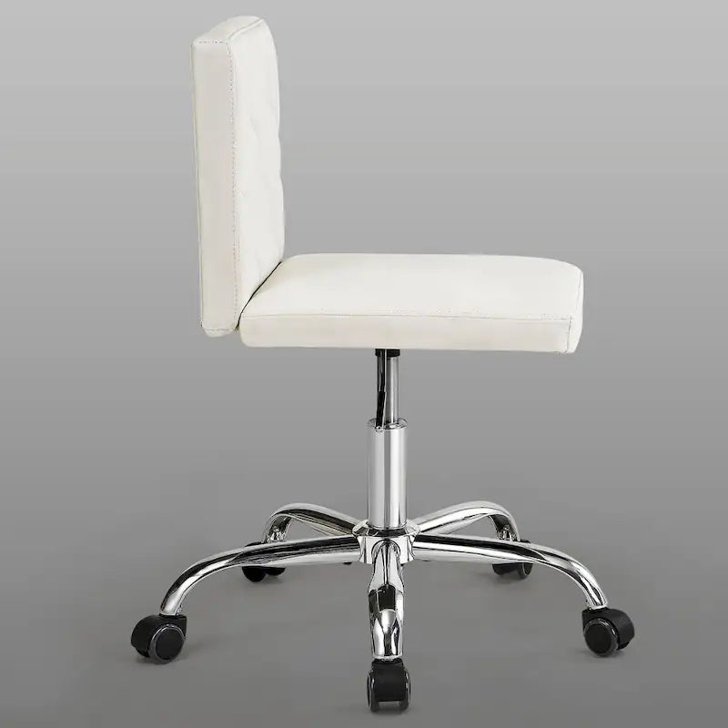 Javlergo Armless Office Desk Chair, PU Leather Mid-Back Adjustable Height 360 Rolling Swivel for Home Office Work