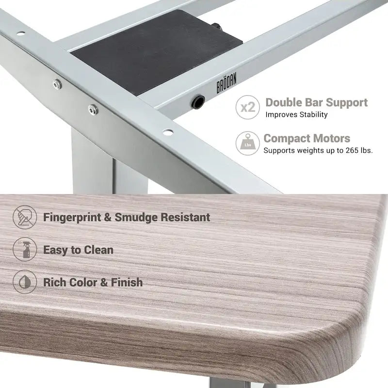 BRODAN Electric Standing Desk, Adjustable Height Office Desk, L Shape