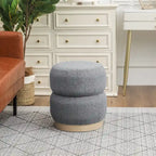 Adeco Teddy Round Upholstered Ottoman Stool