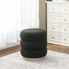 Adeco Teddy Round Upholstered Ottoman Stool