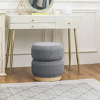Adeco Teddy Round Upholstered Ottoman Stool