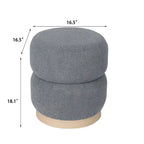 Adeco Teddy Round Upholstered Ottoman Stool