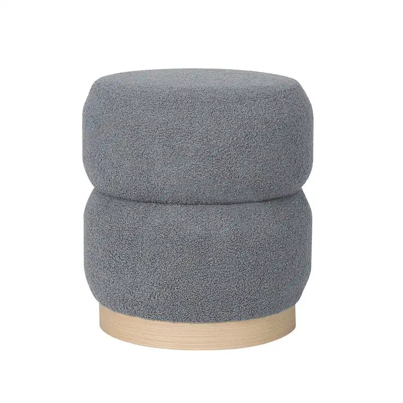 Adeco Teddy Round Upholstered Ottoman Stool