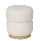 Adeco Teddy Round Upholstered Ottoman Stool