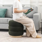 Adeco Teddy Round Upholstered Ottoman Stool