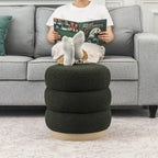 Adeco Teddy Round Upholstered Ottoman Stool