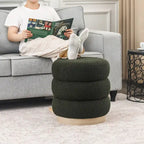 Adeco Teddy Round Upholstered Ottoman Stool