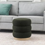 Adeco Teddy Round Upholstered Ottoman Stool