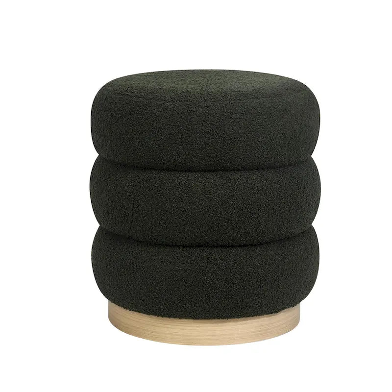 Adeco Teddy Round Upholstered Ottoman Stool
