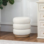 Adeco Teddy Round Upholstered Ottoman Stool