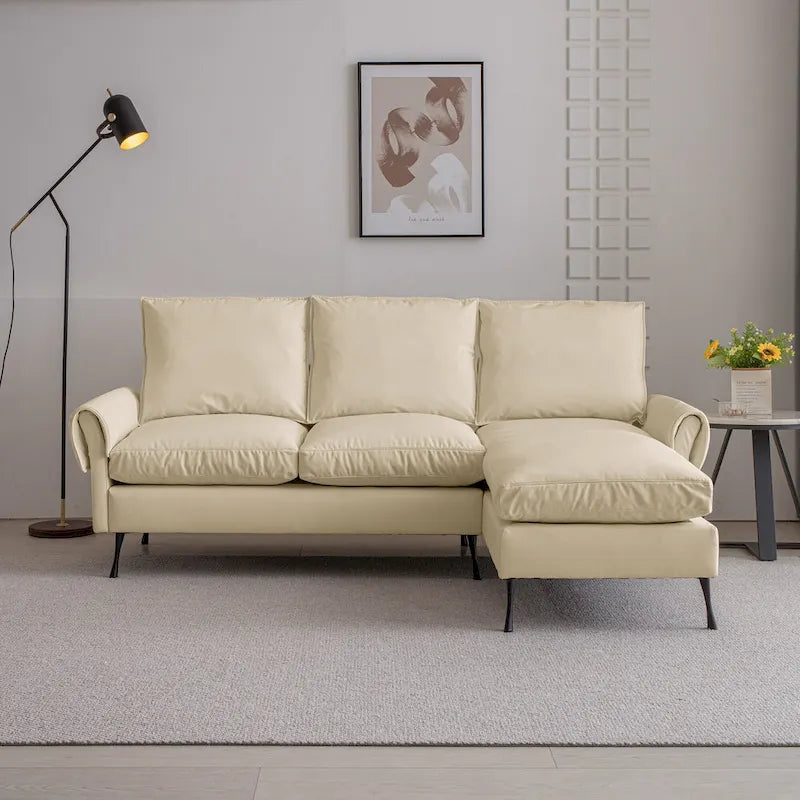 Modern L-Shaped Sofa Couch With Reversible Chaise Lounge
