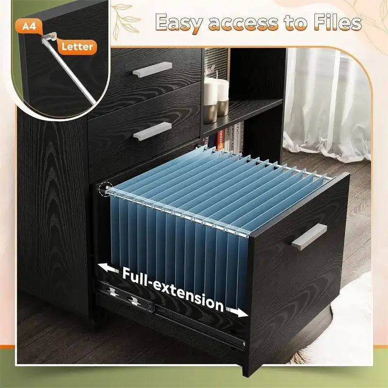 3-Drawer Wood File Cabinet with Lock - 15.7D x 31.3W x 24.7H