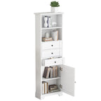 10 in. W x 22 in. D x 68.3 in. H White MDF Linen Cabinet with 3 Drawers and Adjustable Shelves