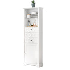10 in. W x 22 in. D x 68.3 in. H White MDF Linen Cabinet with 3 Drawers and Adjustable Shelves