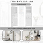 10 in. W x 22 in. D x 68.3 in. H White MDF Linen Cabinet with 3 Drawers and Adjustable Shelves