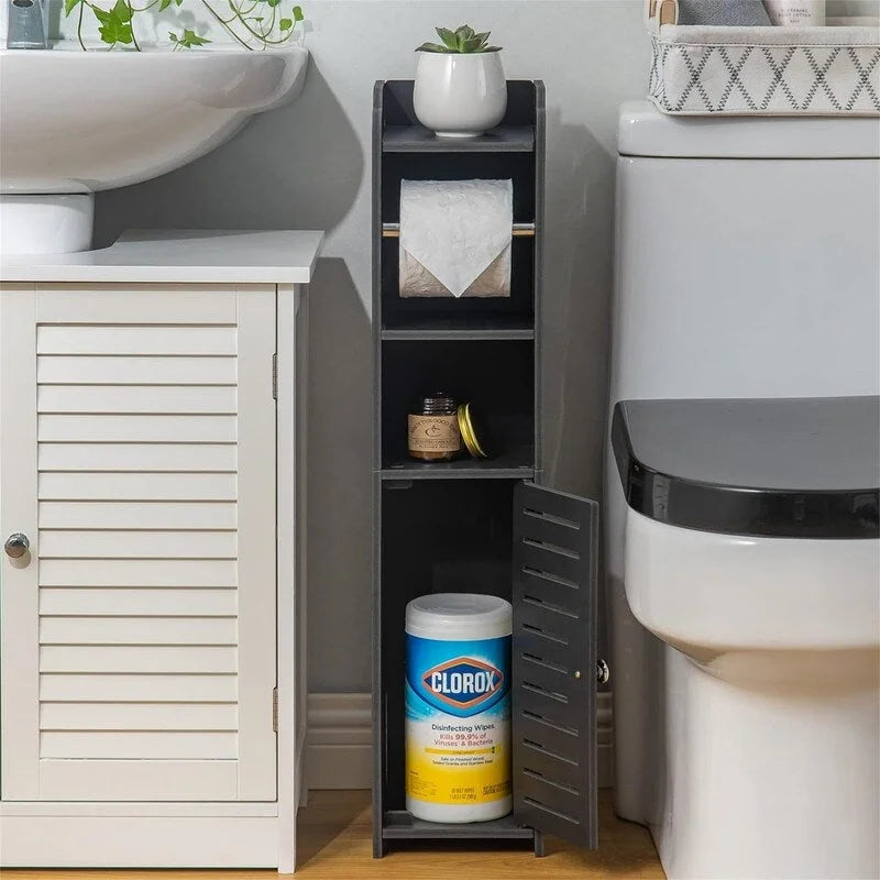 Toilet Paper Holder Stand Bathroom Storage Cabinet Beside Toilet Storage for Small Bathroom - 6.7D x 6.7W x 30H